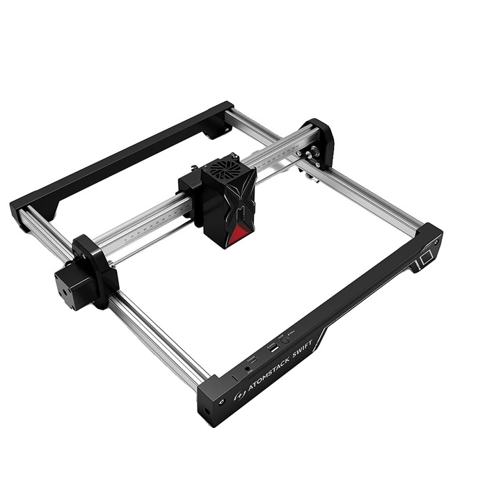 Masina de gravat cu laser, Swift Black 12W, viteza maxima 10000 mm/min, dimensiuni 49.5x24.5x12cm, conectivitate WiFi, USB