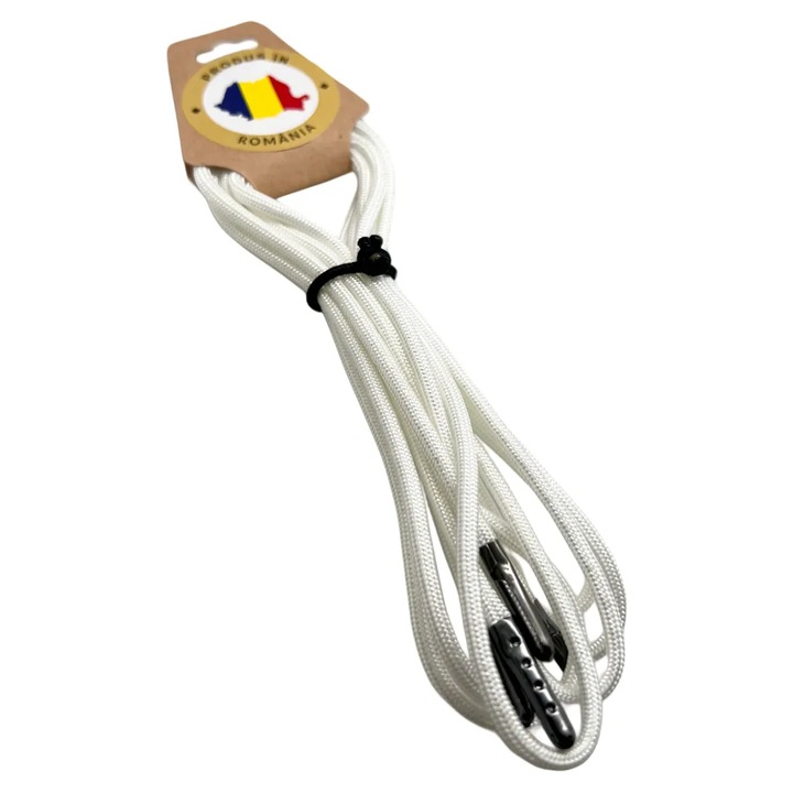 Sireturi Incaltaminte, Paracord 550, 4MM, 160 CM, Trekker, Alb