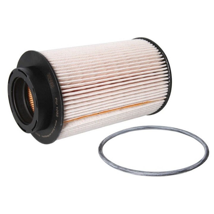 Filtru combustibil Mann, cu garnitură, 10.98x10.98x10.98cm, alb/negru