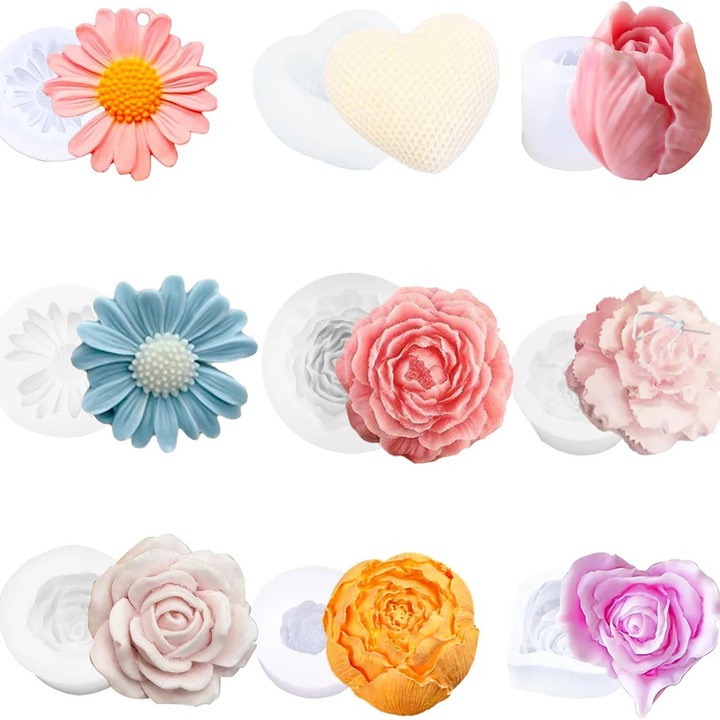 Set 9 matrite flori, Milmatt, pentru lumanari