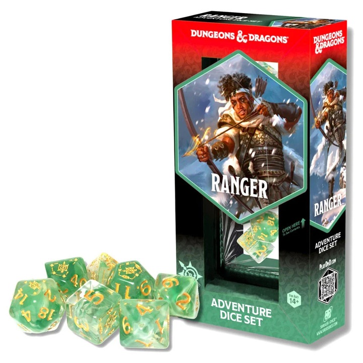 Set zaruri D&D, Sirius Dice, Ranger, verde-alb, 14 piese