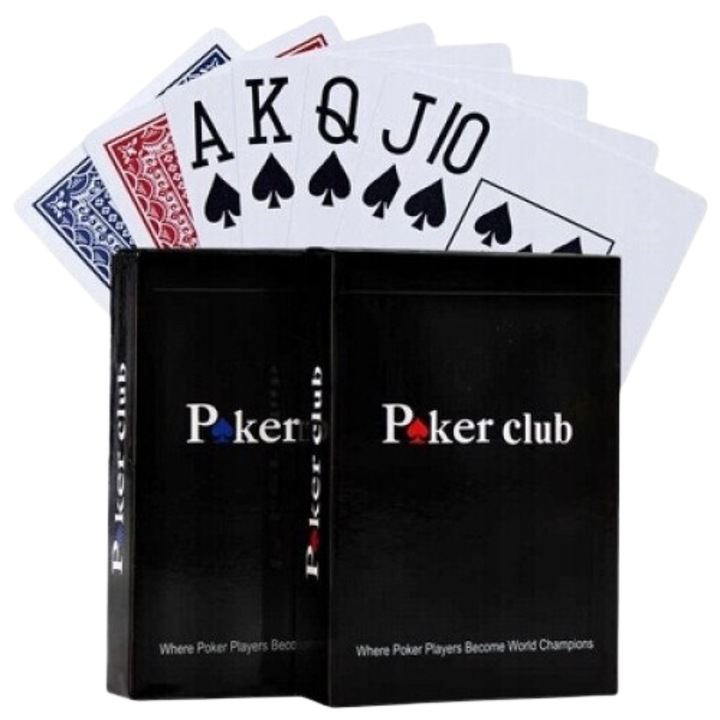 Póker Kártyaszett, LuckyLu, Poker Club, 100% műanyag, kék/piros, 2 pakli