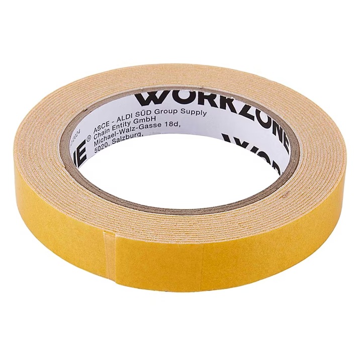 Banda dublu adezivă din spumă PU Workzone, 19 mm x 4 m, maro