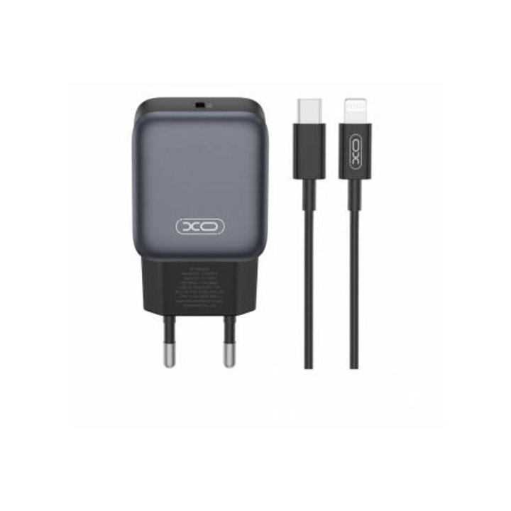 Incarcator XO Design Retea Cu Cablu Lightning L155 30W 3A 1 x USB-C Negru