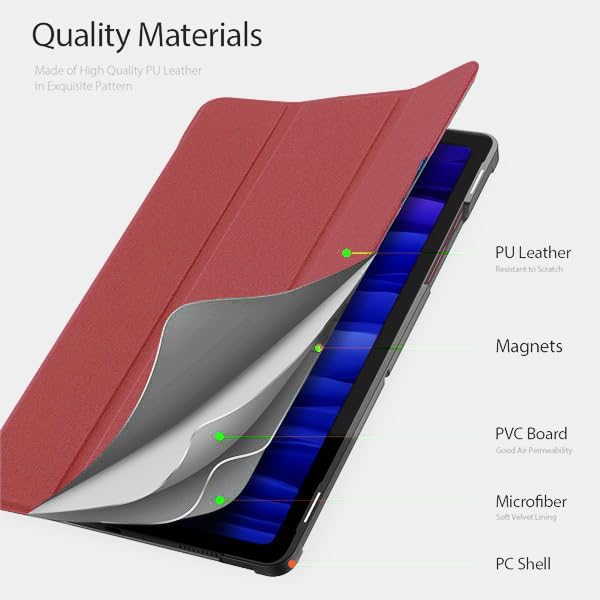 Husa Slim Sigloo, Smart Cover, Trifold, pentru Lenovo Idea Tab 11(2025), 11", Burgundy