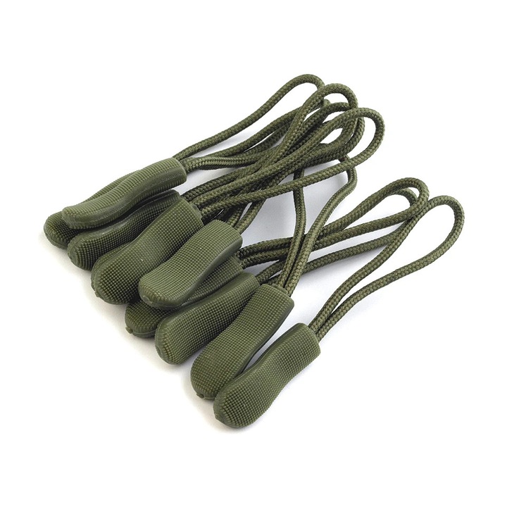 Set 10 Accesorii Fermoar, Verde Kaki, 66mm