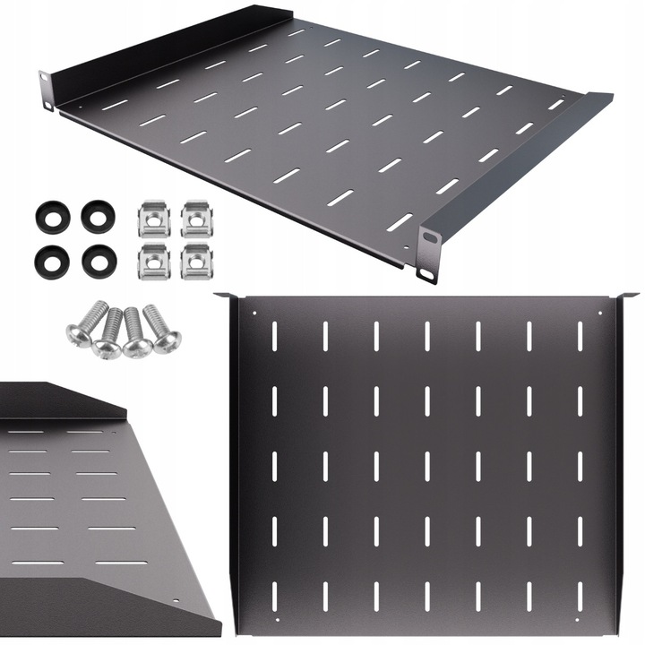 Raft RACK 19" 1U 400 mm Raft pentru Dulap RACK Eco, Negru, Stalflex