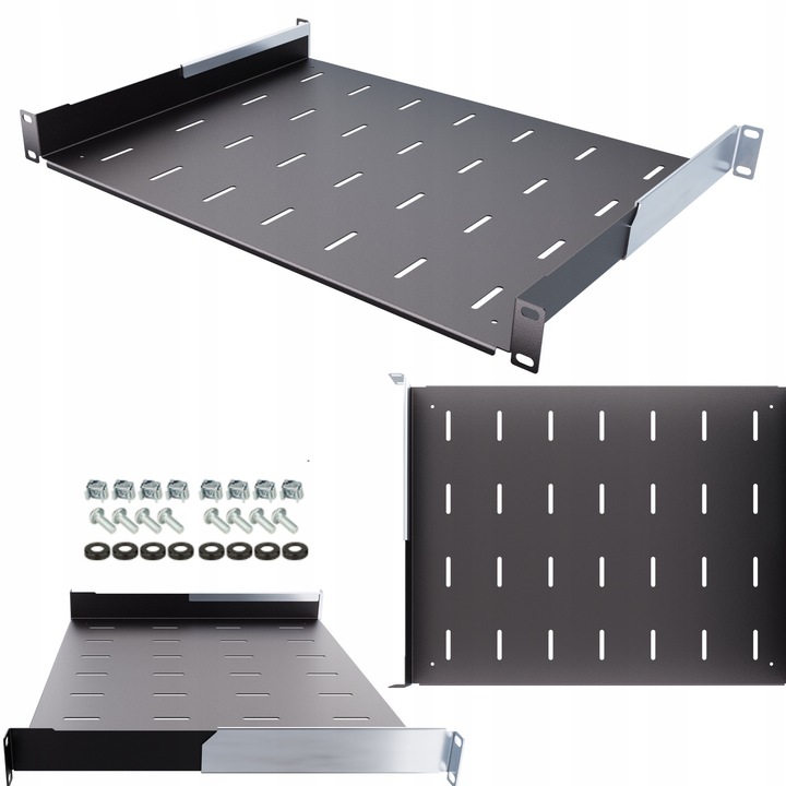 Raft rack 19" 1U 350-510 mm Raft rack reglabil negru Stalflex