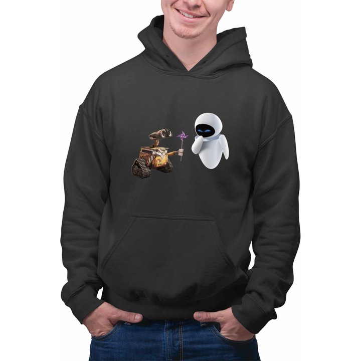 Hanorac Barbati Wall-E Morisca Eve Dragobete Velentines Day Romantic CoolTrend, negru, marime S