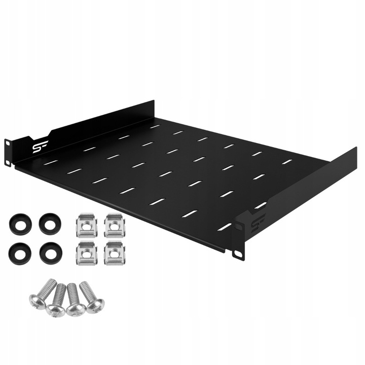 Raft rack 19" 1U 350 mm standard negru StalFlex