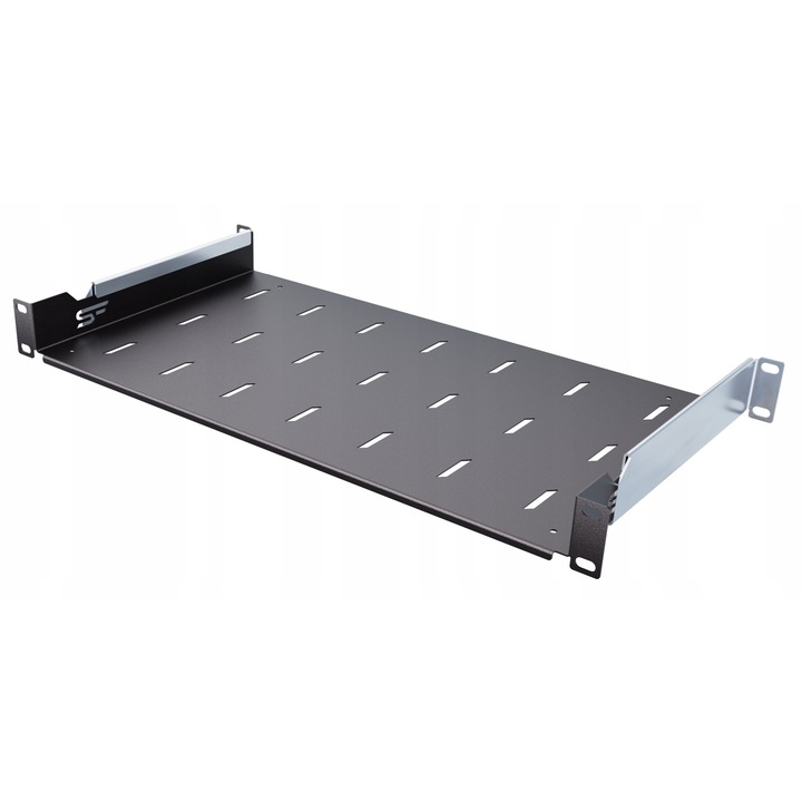 Raft standard reglabil RACK 1U 19" 250-410 mm pentru dulap rack, negru