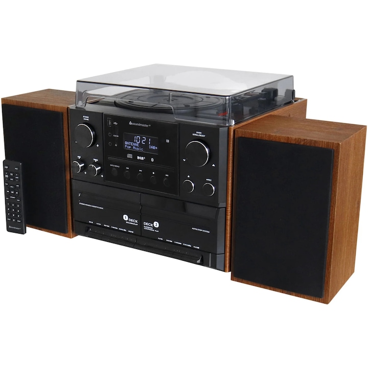 Стерео музикален център MCD5600 с DAB+/FM радио, CD/MP3, грамофон, двоен касетофон, USB, Bluetooth