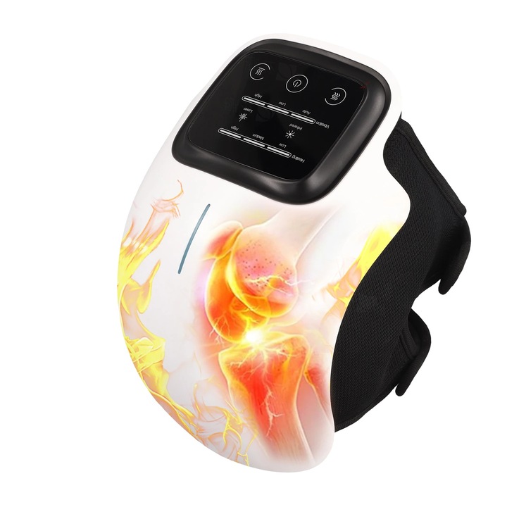 Масажор за коляно, регулируема топлина, преносим, кафяв, 700гр