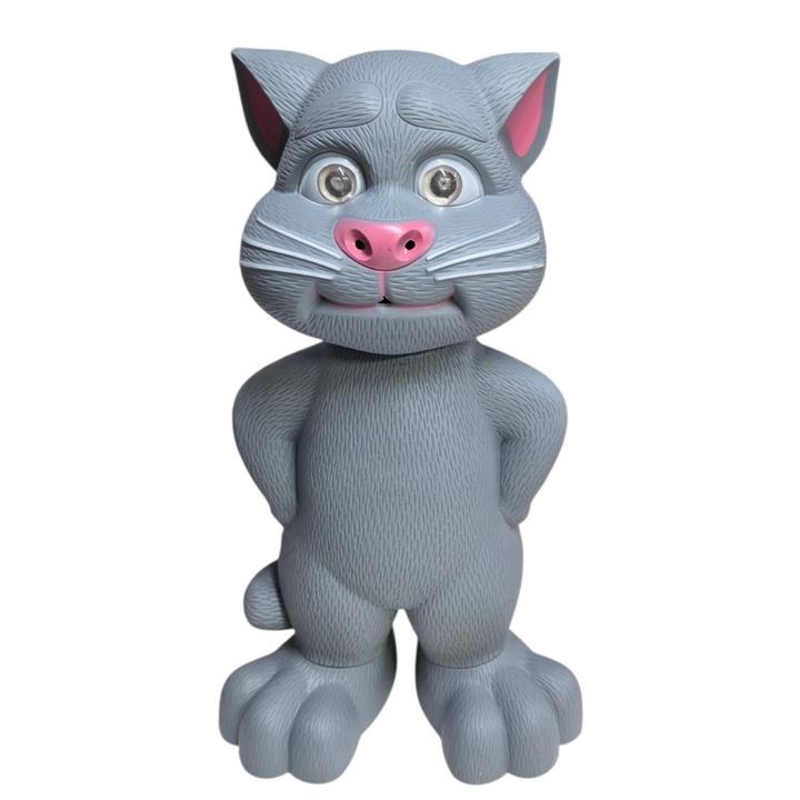 Pisicuța interactivă Tom, Toys, 30 cm, pentru copii 3 ani, replică sunete amuzante