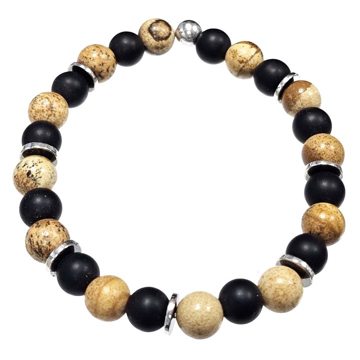 Bratara barbati, Karma, model 2511-343, negru/bej