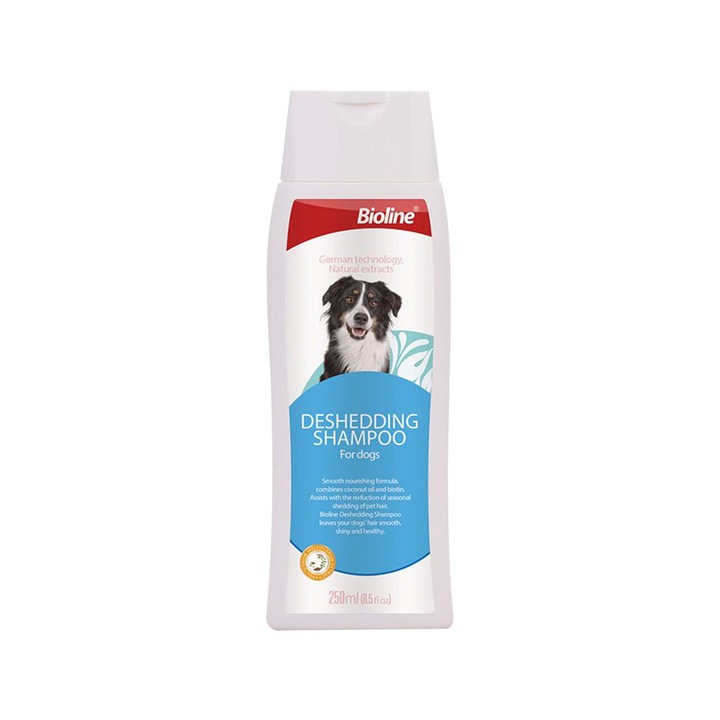 Sampon pentru câini Bioline, descâlcire blană, ulei de cocos și biotină, 250ml