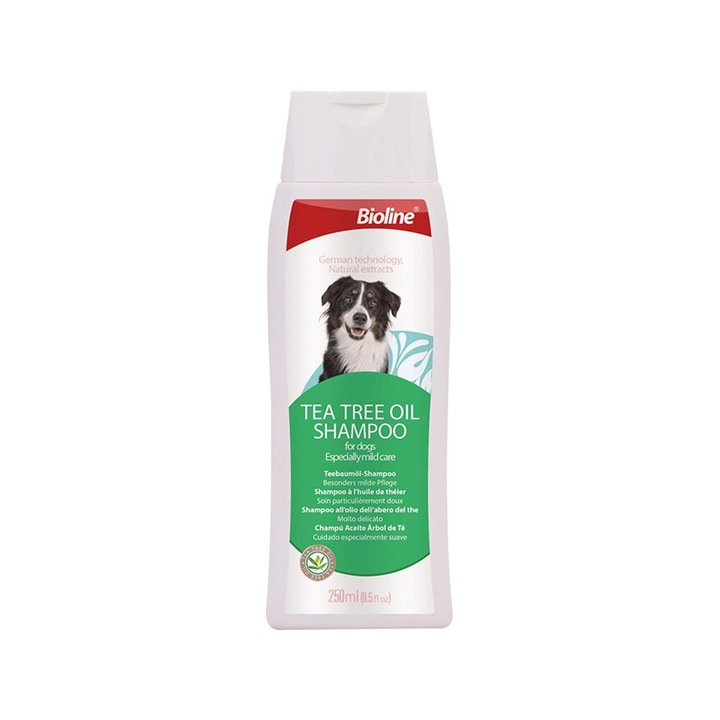 Sampon pentru caini Bioline cu ulei de arbore de ceai, 250ml