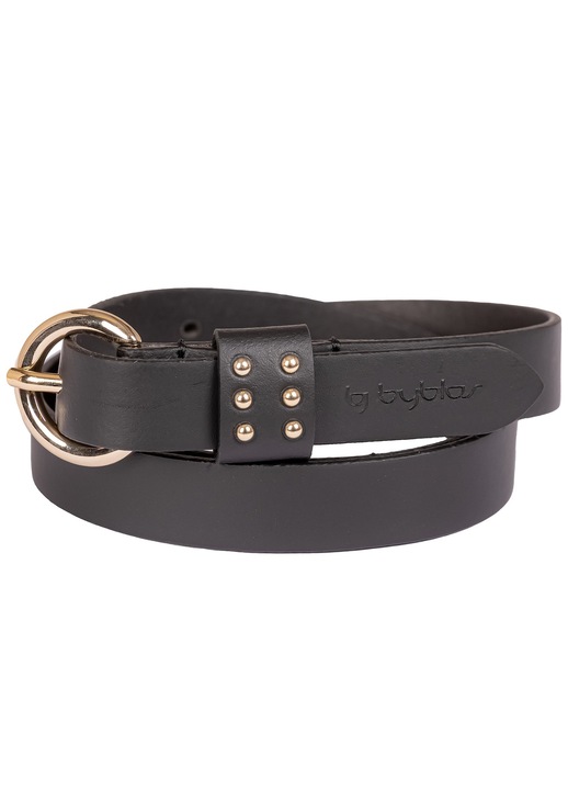 BY Byblos, Curea din piele cu catarama metalica Elora Ultra, Negru, 85
