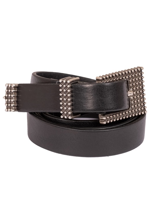 BY Byblos, Curea din piele cu catarama patrata, Negru, 80