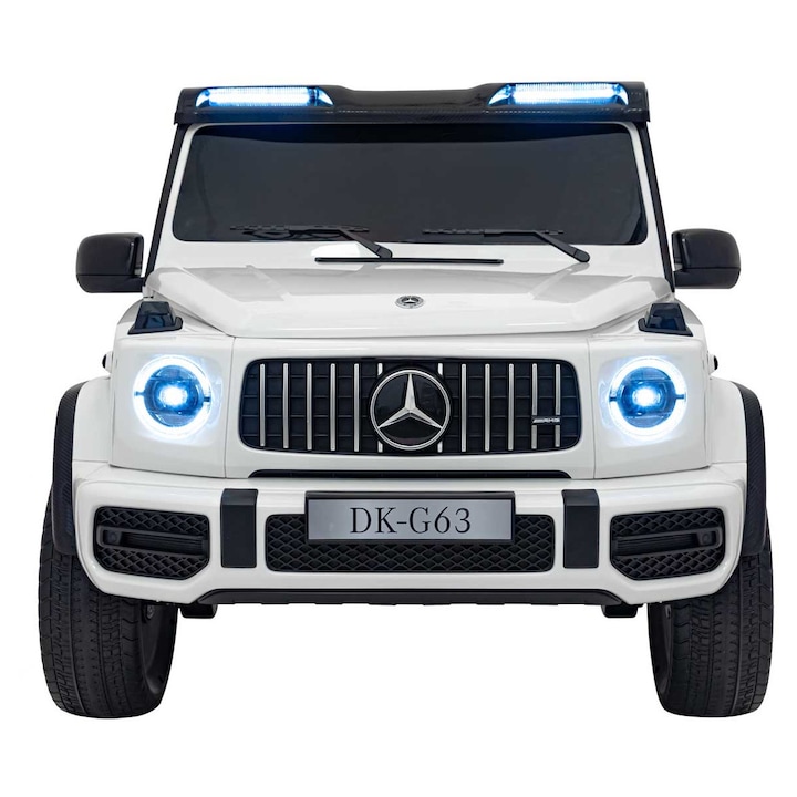 Masina electrica pentru copii cu 2 locuri, Mercedes AMG G63 XXL 24V 800W 4x4 ecran LCD, echipare Lux Alb