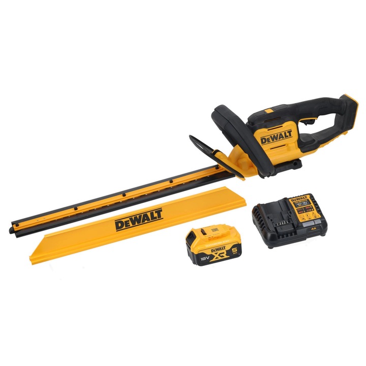 Trimmer gard viu DeWALT cu deschidere 25mm, 1 acumulator 5Ah, încărcător 4Ah