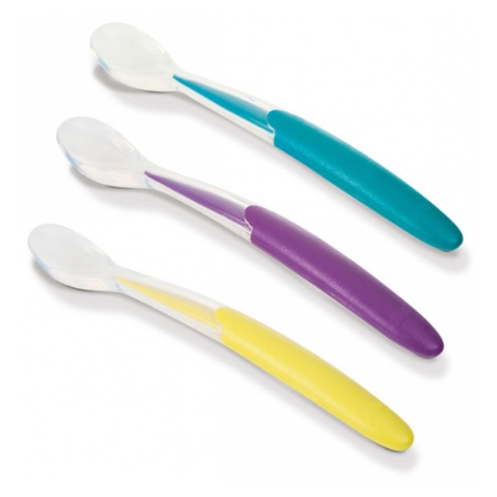 Set Lingurite NUK Easy Learning din silicon moale 3 buc., 4 luni +