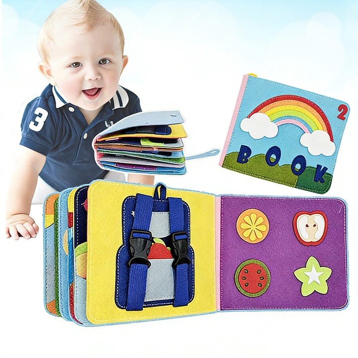 Tioialz® Carti Linistite Din Feltru Ultra Moale Pentru Baieti Si Fete, Carte Din Panza Cu Atingere Si Senzatie, Jucarii De Dezvoltare Pentru Bebelusi