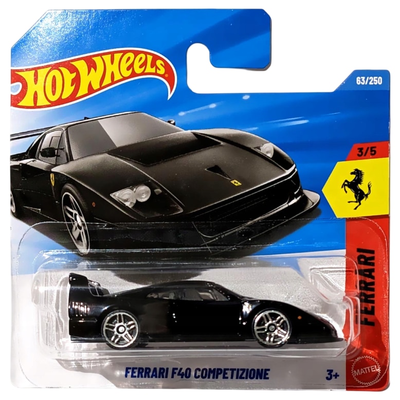 Masinuta Metalica Hot Wheels Ferrari F40, 1:64, negru, design