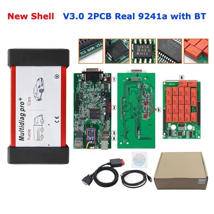 Autódiagnosztikai eszköz V3.0, 9241A chip, piros relé, többszínű, 0,6 kg