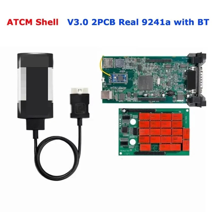Autódiagnosztikai műszer V3.0, Bluetooth, dupla PCB, 9241A chip, fekete