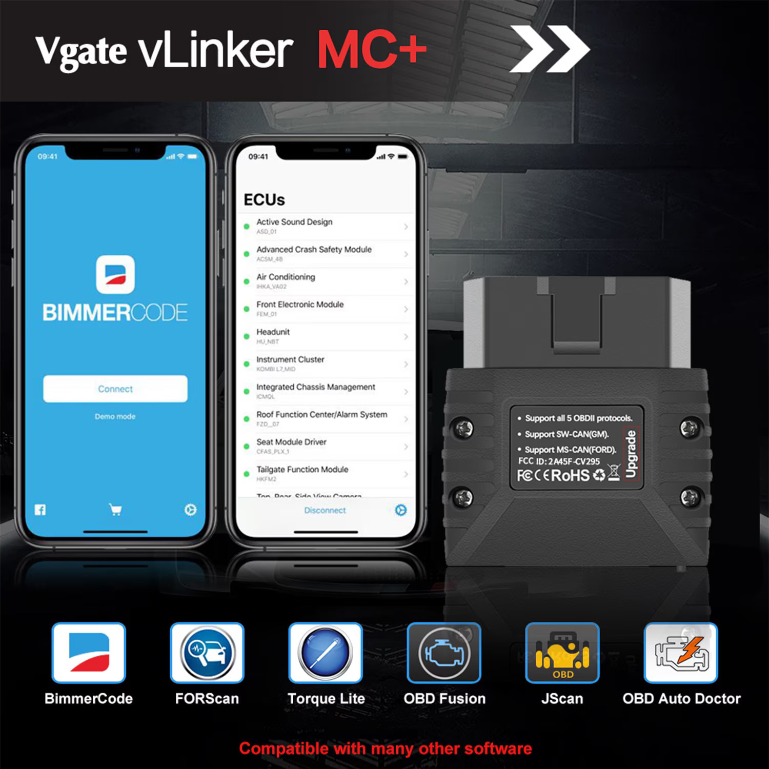 Tester OBD2 multimarca Vgate vLinker MC+ BT4.0 BLE varf gama Vgate, iOS ...