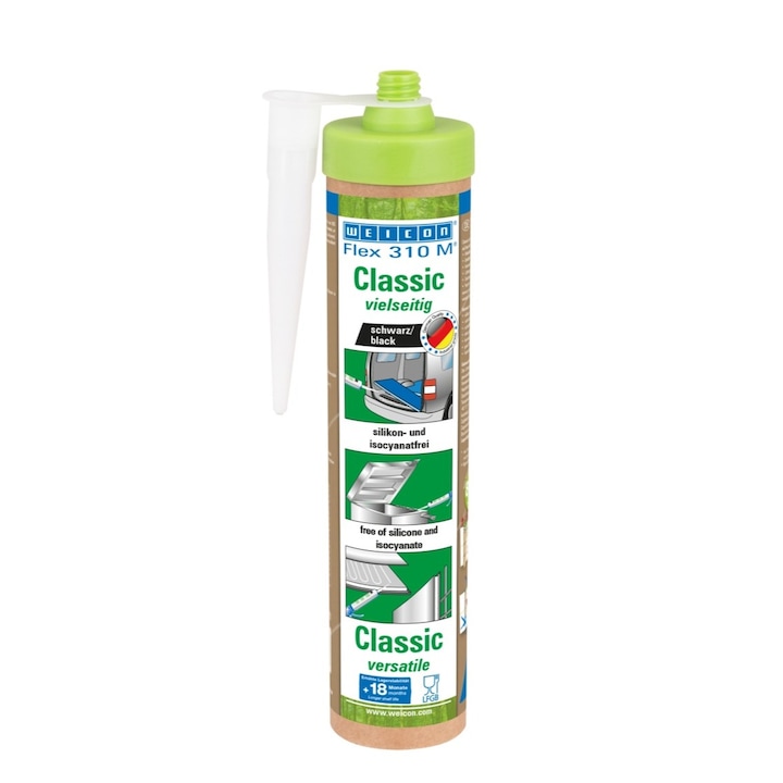 Weicon, Flex 310 M Clasic, adeziv elastic, putere mare de lipire, NEGRU, 280 ml, Green Tube