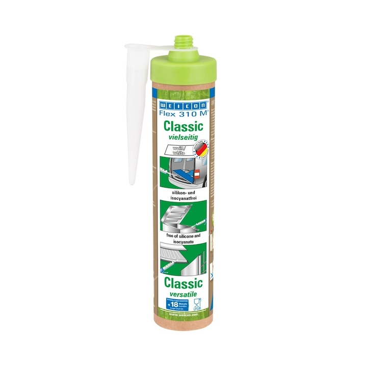 Weicon, Flex 310 M Clasic, adeziv elastic, putere mare de lipire, ALB, 280 ml, Green Tube