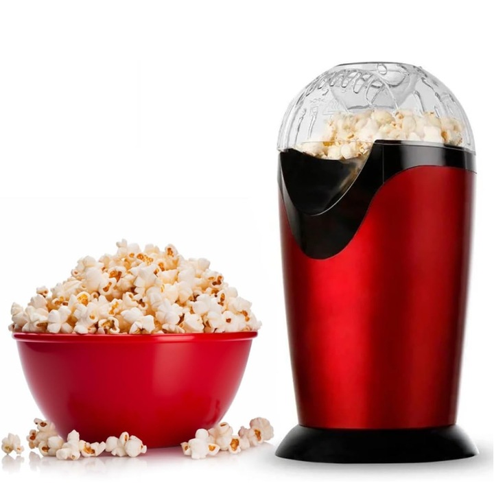 Aparat de Popcorn HOZRO, Fara Ulei si Sare, Design din Aluminiu cu Capac Transparent, Circulatie Optima a Caldurii, Capacitate 80–100 g