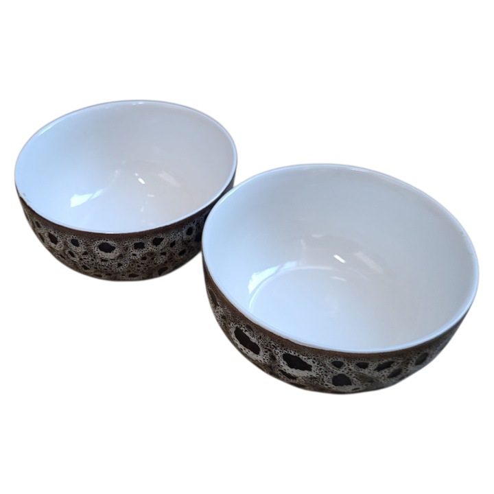 Set 2 boluri ceramice, 0.5l, Diveli, alb