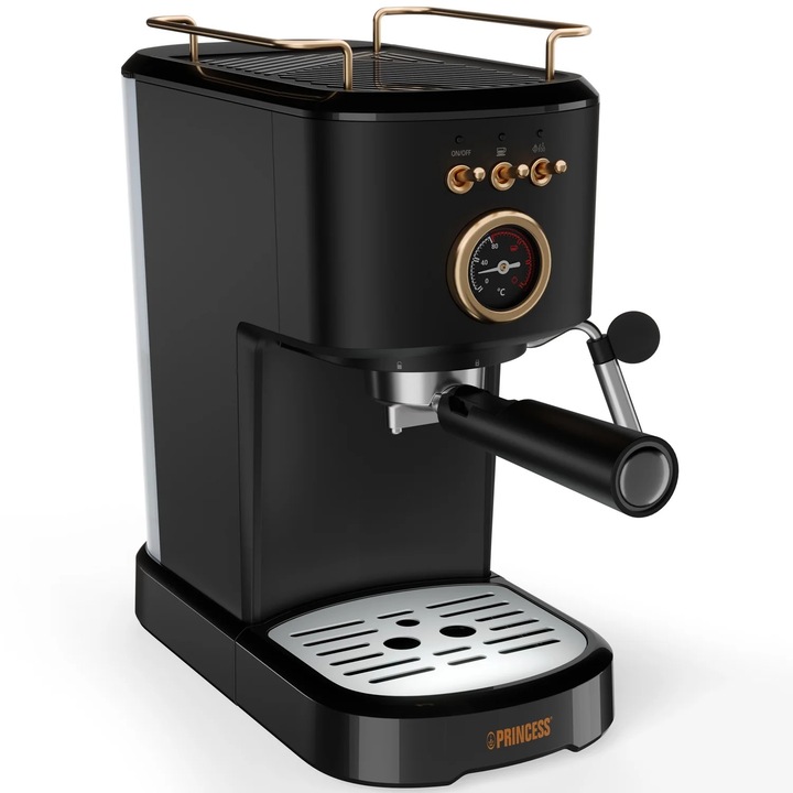 Espressor Manual Princess 1.2l, 20Bar, inox, 1100W