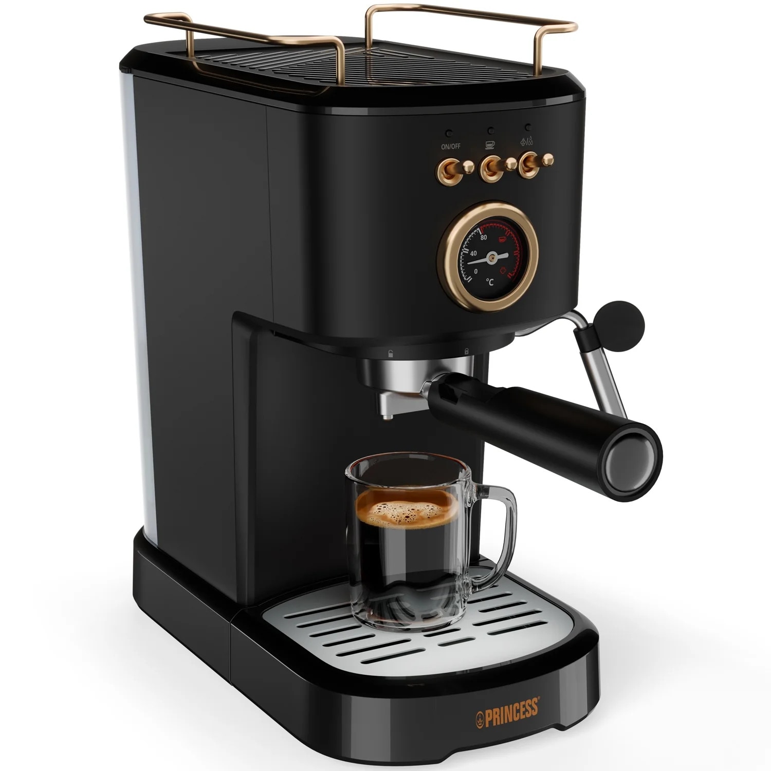 Espressor Manual Princess 1.2l, 20Bar, inox, 1100W
