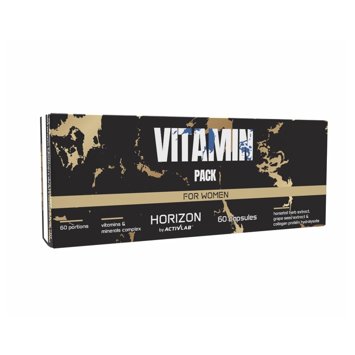 ActivLab Vitamin Pack for Women, supliment alimentar cu vitamine si minerale pentru femei, cu luteina, likopen, colagen, L-cisteina, L-metionina, extract de coada-calului si seminte de struguri, 60 capsule