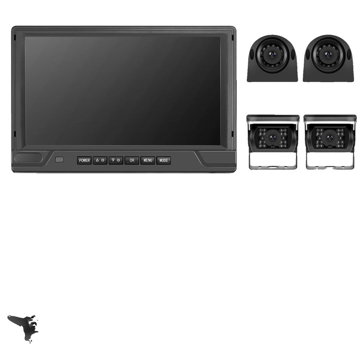 Система за камера за задно виждане, 9-инчов монитор, технология за нощно виждане, комплект с 4 камери, резолюция 720P/1080P, водоустойчивост IP68