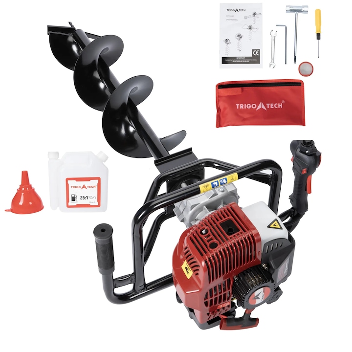 Set motoburghiu, foreză pentru pământ 1.5 kW, 2.5 CP, HY-GD550-DF-805 TRIGO TECH, cu burghiu 150x800 mm, COBI SMART®