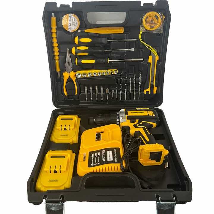 Set Bormasina Electrica 48V, 2 Acumulatori Si Incarcator si 28 de Accesorii in Trusa Profesionala