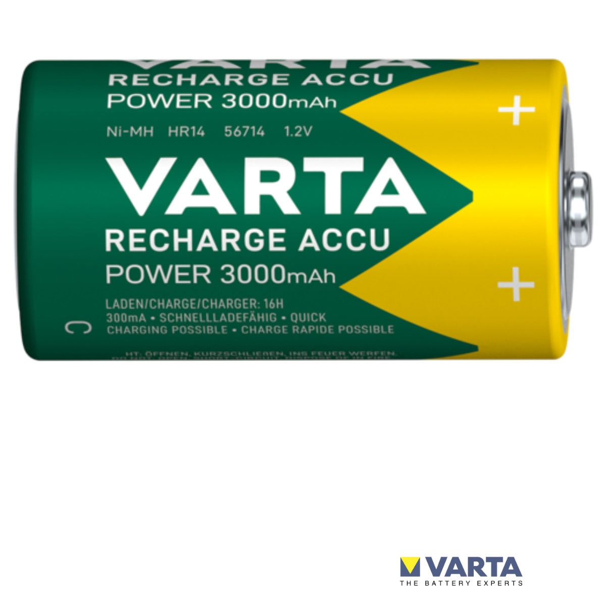 Set 2 Baterii Acumulatori Varta R14/C Reincarcabile, 3000 mAh, Cu Auto ...