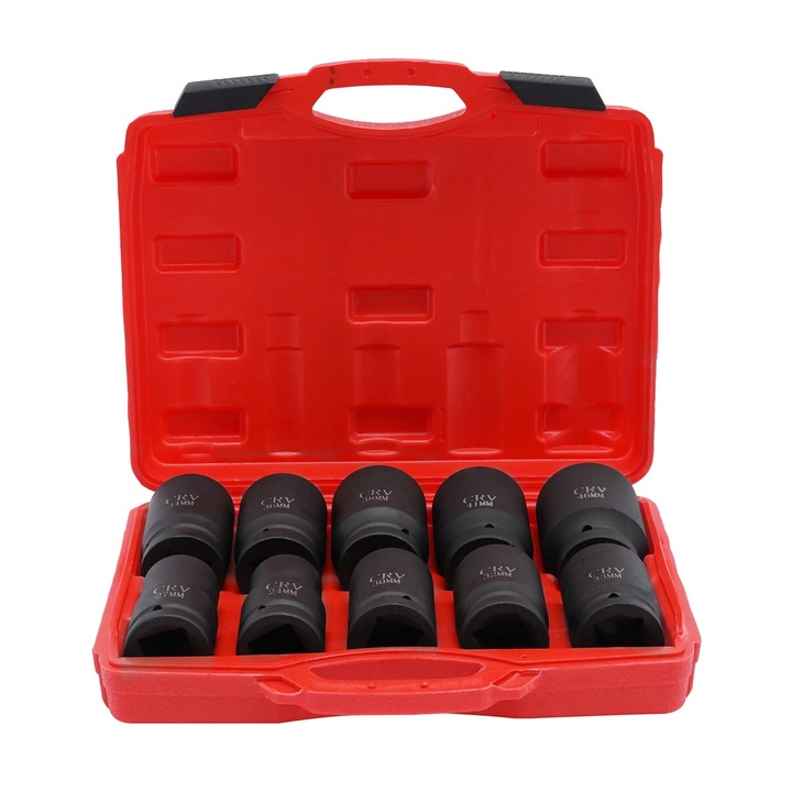 10 darabos hatszögletű dugókulcs készlet, 45#-os acél, fekete, doboz mérete 32x29x9cm