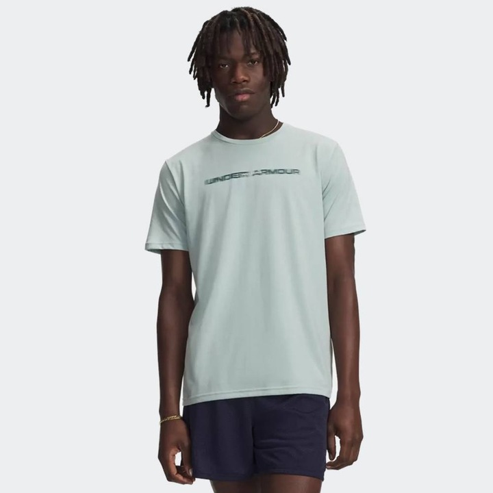 Tricou sport Under Armour M Blur, grafica estompata, Enamel Blue/Stone, bumbac si poliester, 3XL INTL