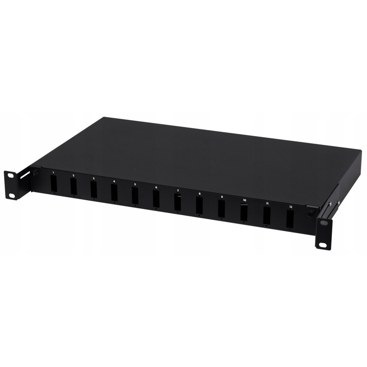 Sertar cutie distributie fibra optica pentru rack 19" 1U 12xSC Duplex