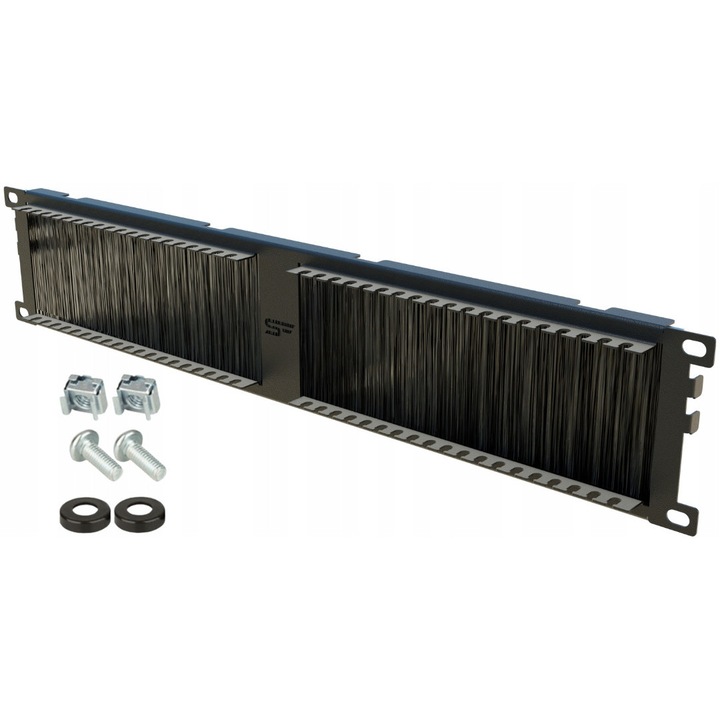 Garnitura de cablu cu perie si organizator RACK 19" 2U Negru Stalflex