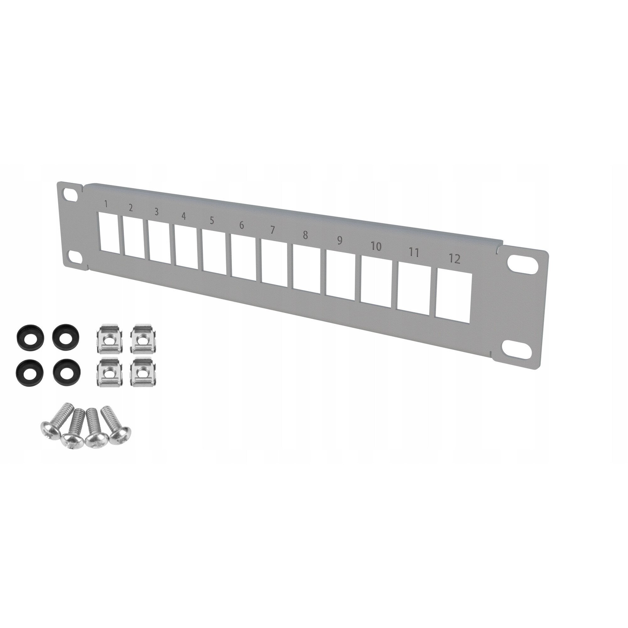 Patch Panel RACK 10” 1U 12 Sloturi Gri Stalflex pentru Rack-uri de ...