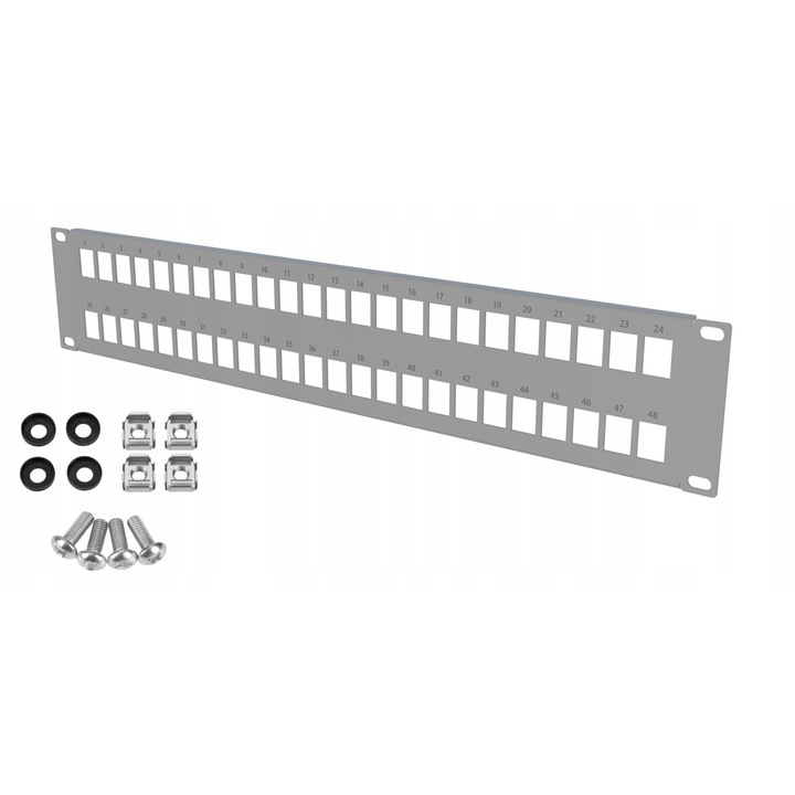 Patch Panel RACK 19" 2U 48 Sloturi Gri Stalflex pentru Rack-uri de Retea