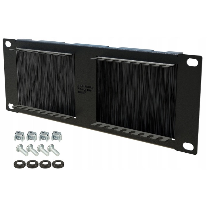 Organizator de cabluri RACK 10" 2U cu inel de cablu si perie Stalflex