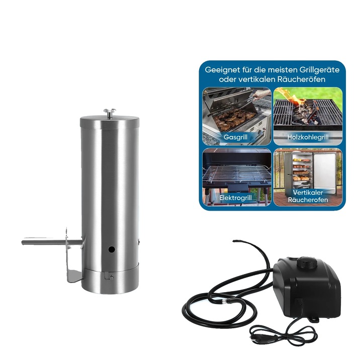 Generator de fum rece, constructie din otel inoxidabil, compatibilitate versatila, transparent, dimensiuni compacte